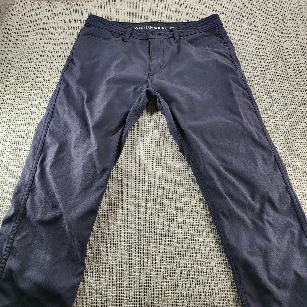 Western Rise Pants Mens 33x32 Gray Performance Chino Stretch Made In‎ USA Travel
